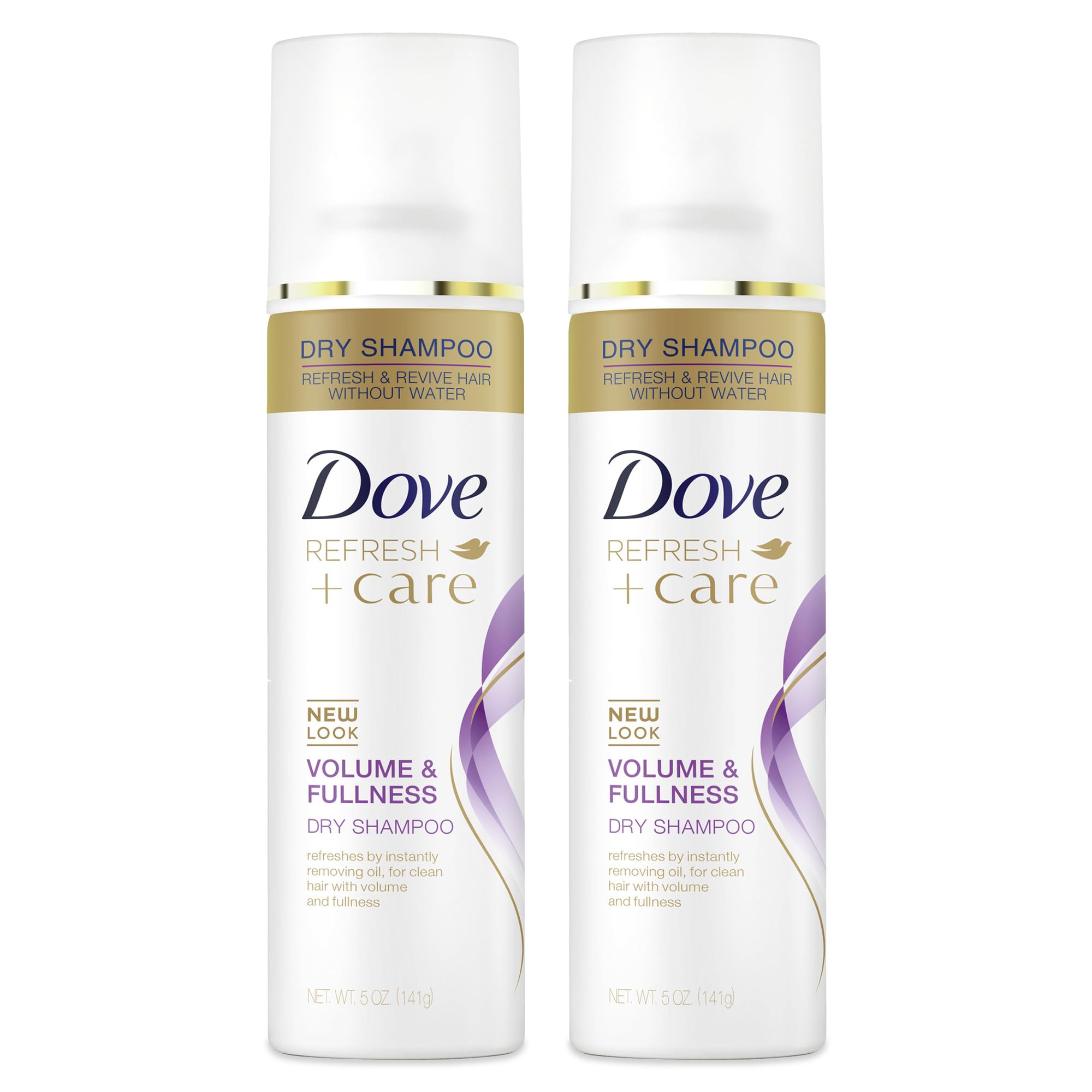 Dove dry shampoo front packaging shows product and benefits