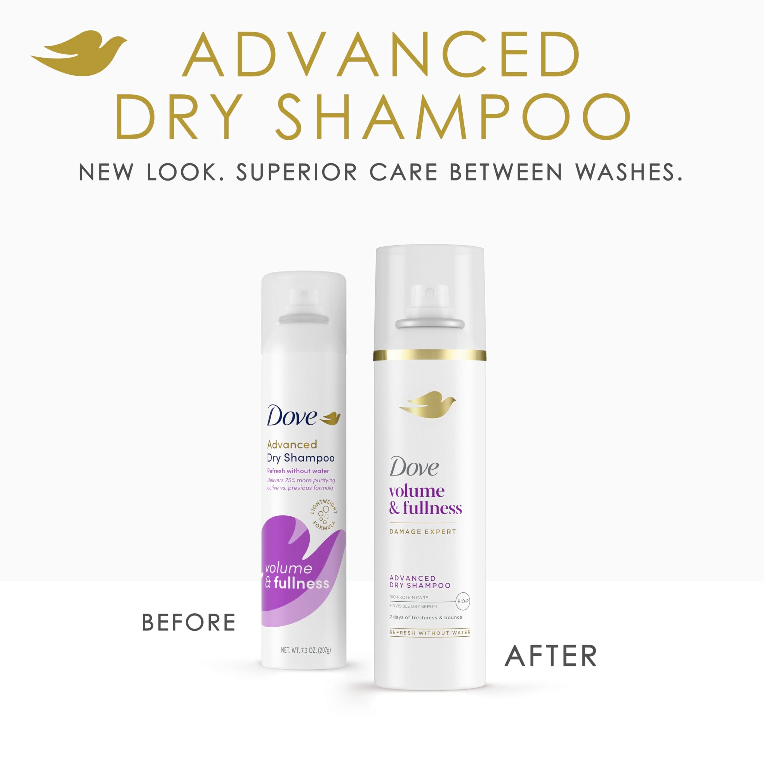 Dove dry shampoo being sprayed to absorb oil and refresh