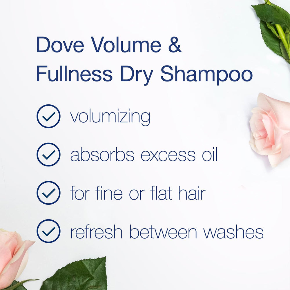 Dove dry shampoo being sprayed at roots for instant lift