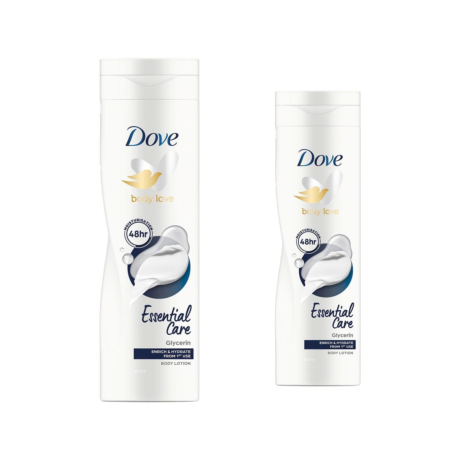 Dove bottle front packaging showing product and clear benefits