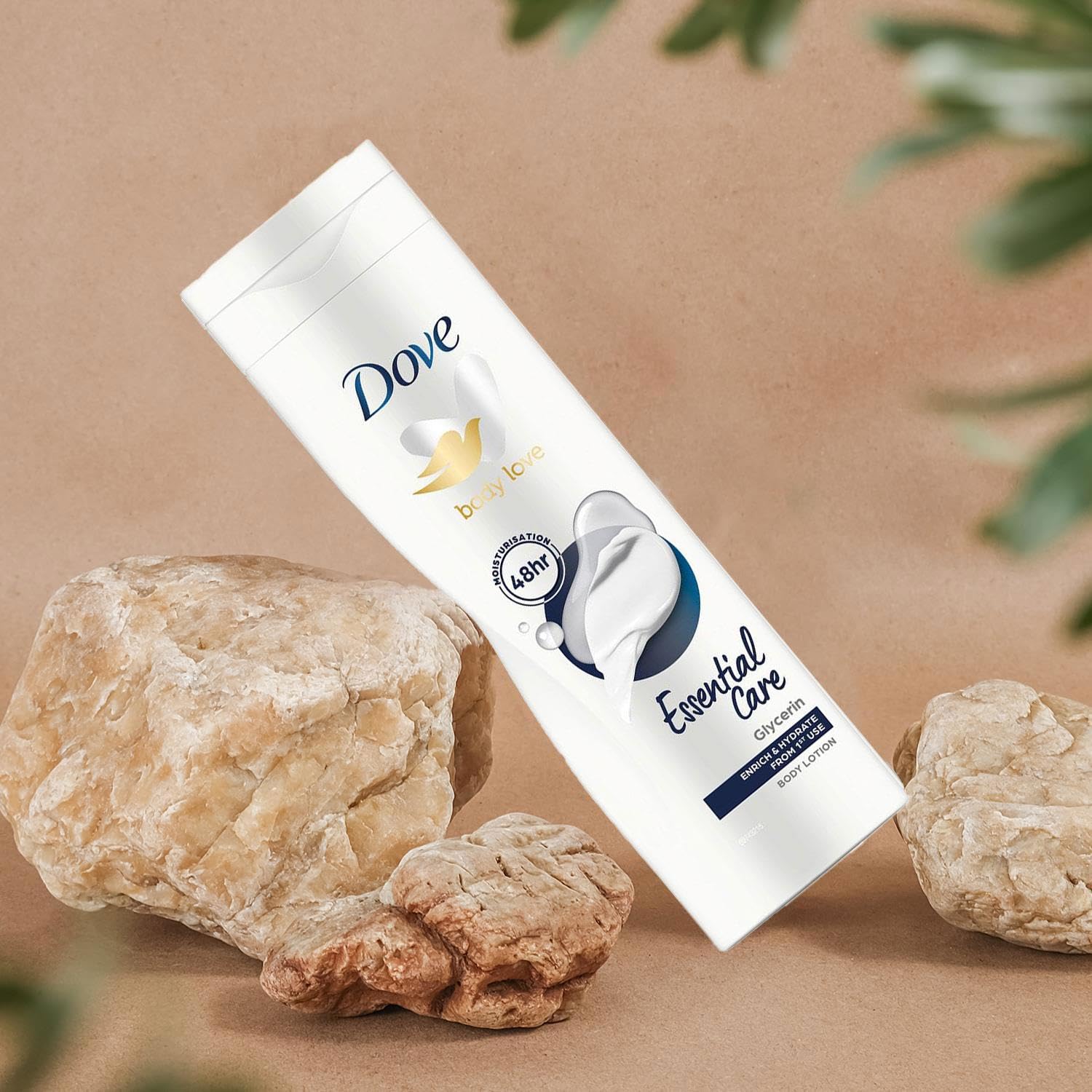 Dove lotion applied to arm showing instant hydration benefit