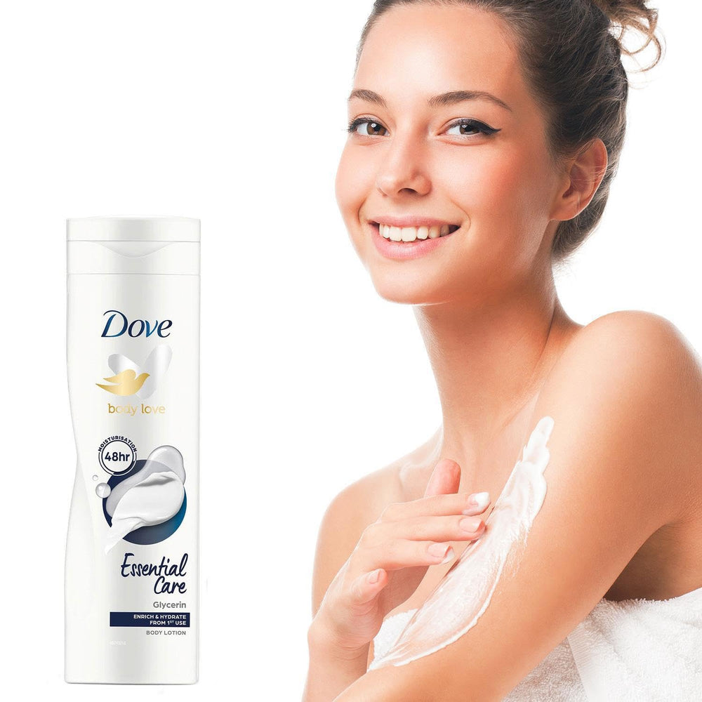 Dove lotion texture closeup demonstrating smooth, fast-absorbing benefit