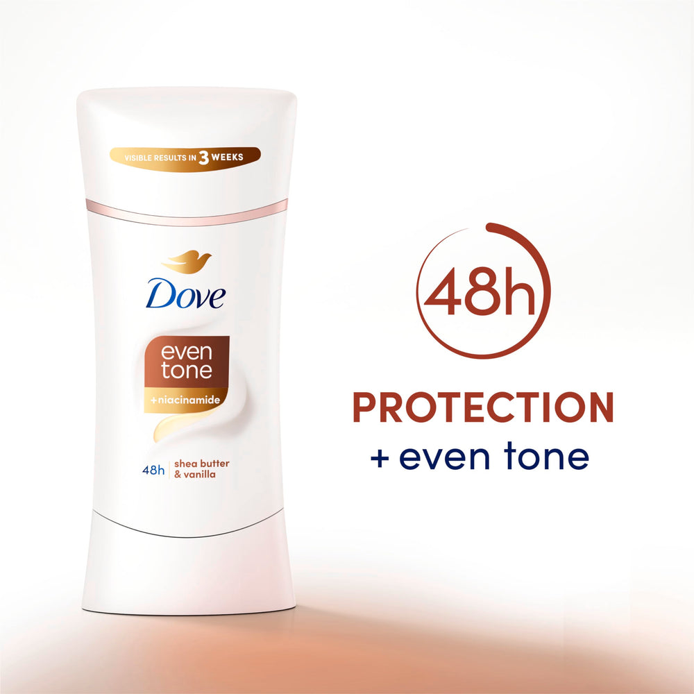 Dove even tone in hand size scale showing compact travel-friendly convenience