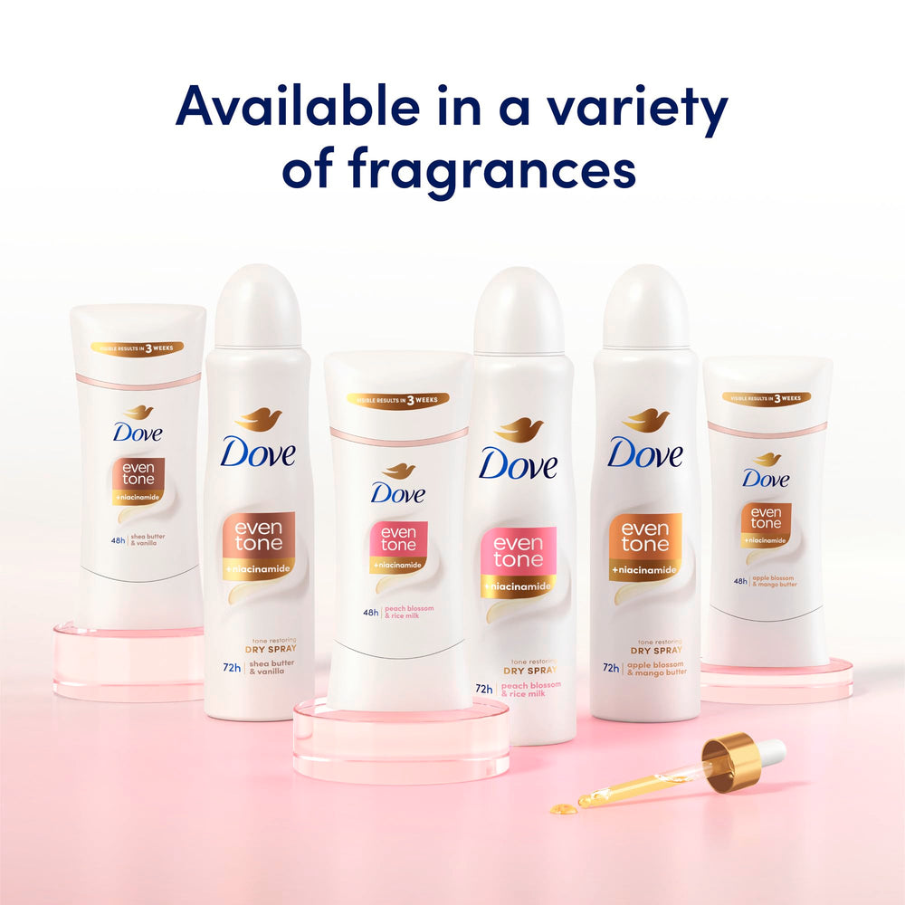 Dove even tone label ingredients view emphasizing niacinamide and gentle care