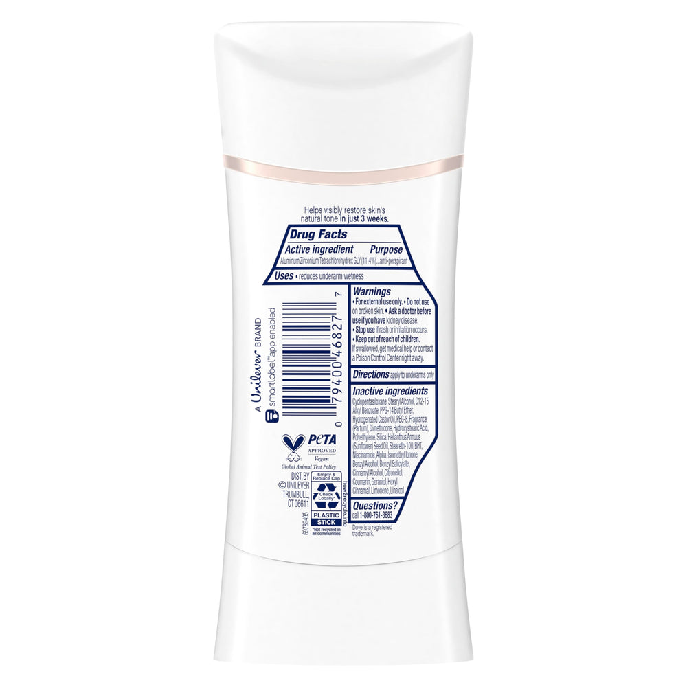 Dove Even Tone stick top view with smooth applicator ready to use