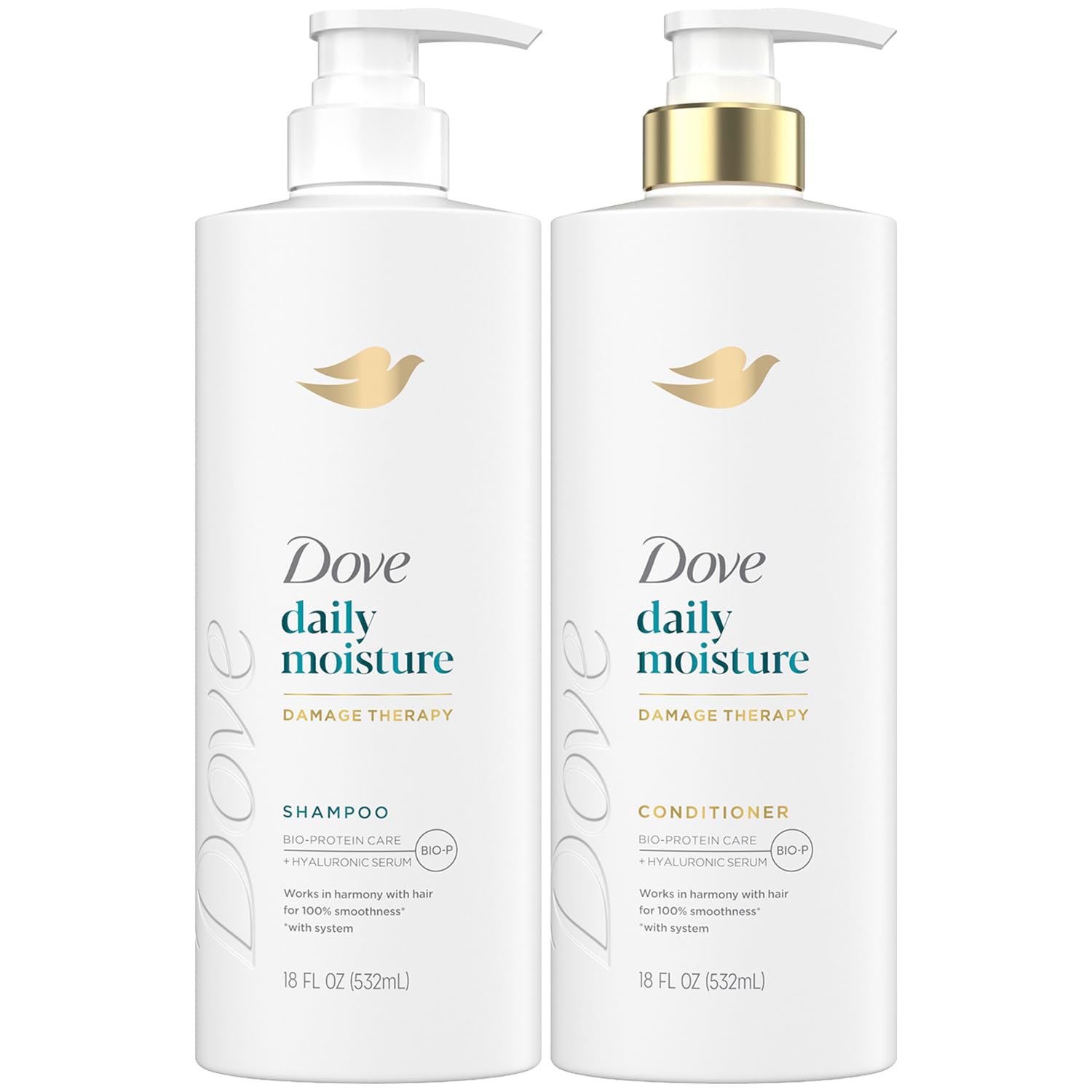 Dove front packaging showing both bottles and benefits