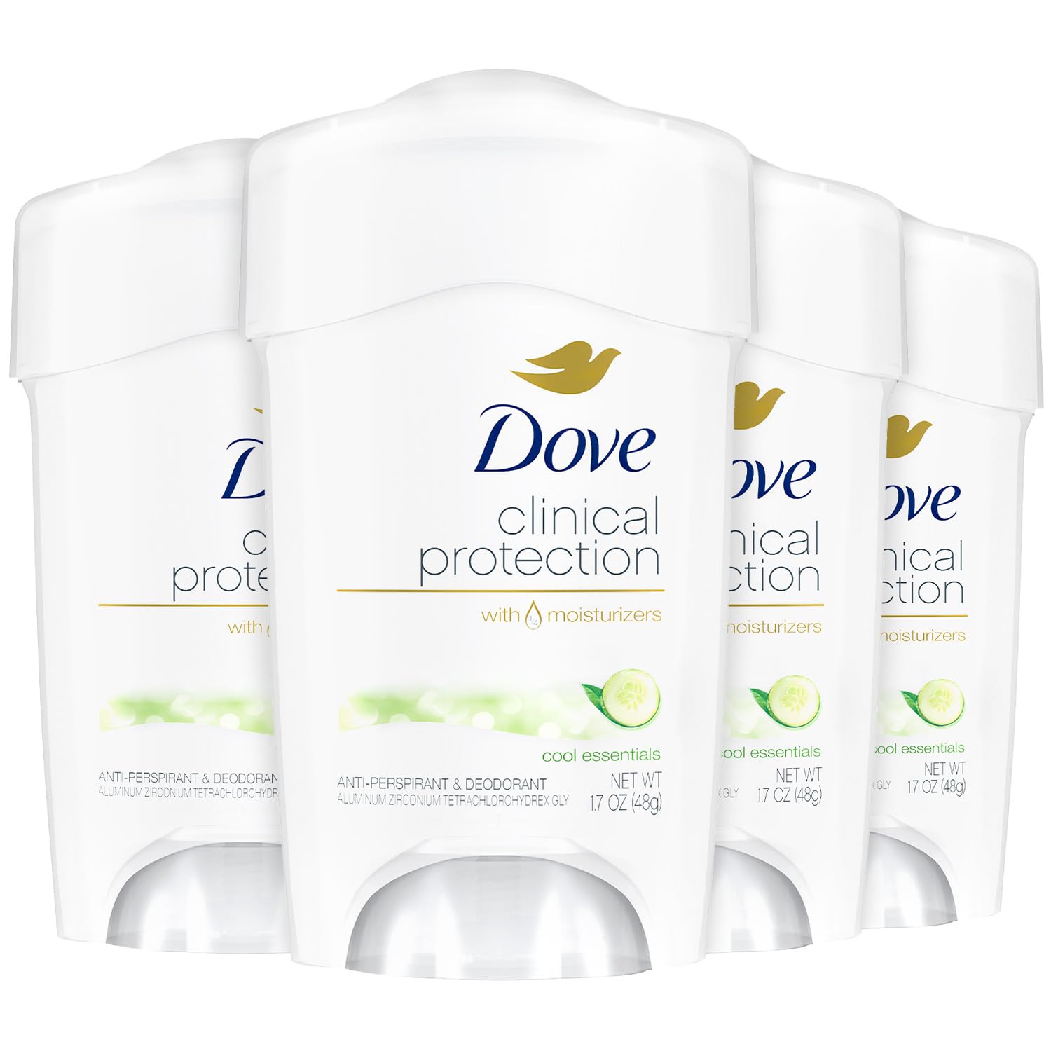 Dove Clinical Protection front view showing stick and cool essentials benefit