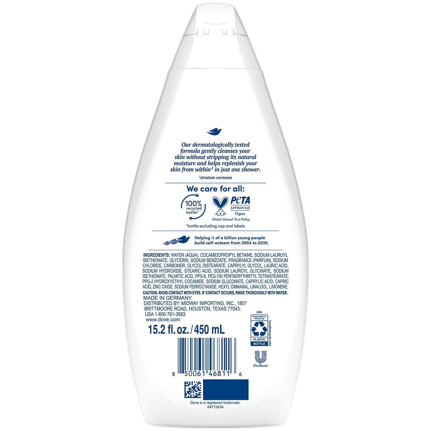 Dove Hydrate pump close-up showing creamy texture and easy dispensing
