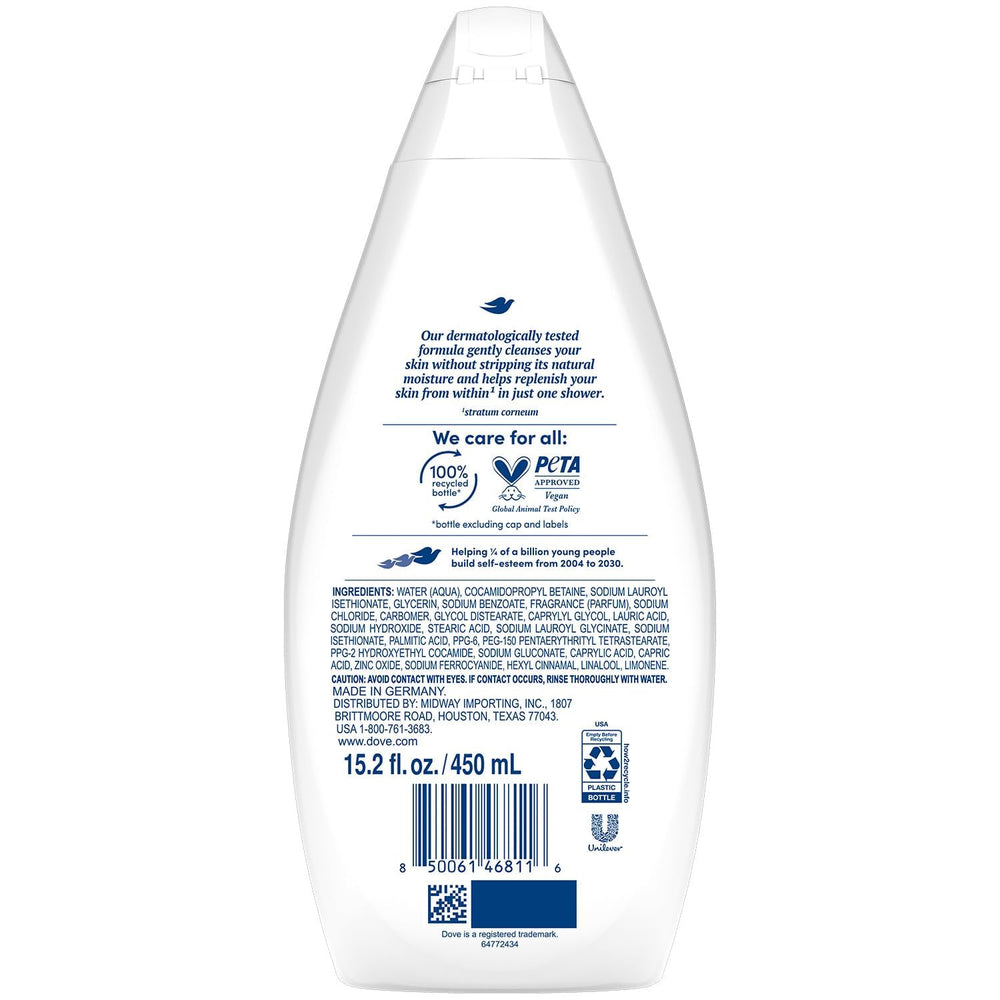 Dove Hydrate pump close-up showing creamy texture and easy dispensing