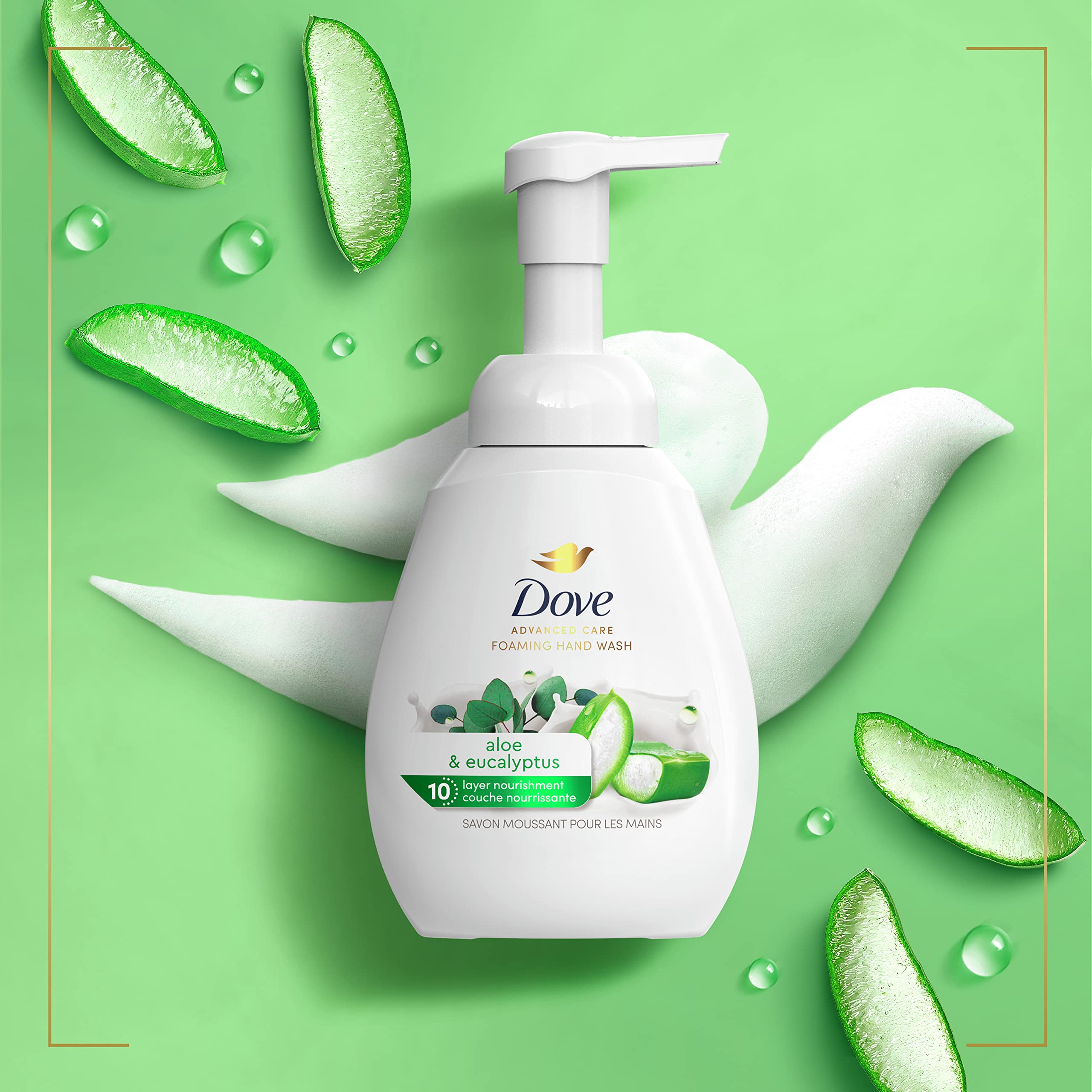 Dove aloe leaf ingredient shot, highlighting natural-sourced soothing properties