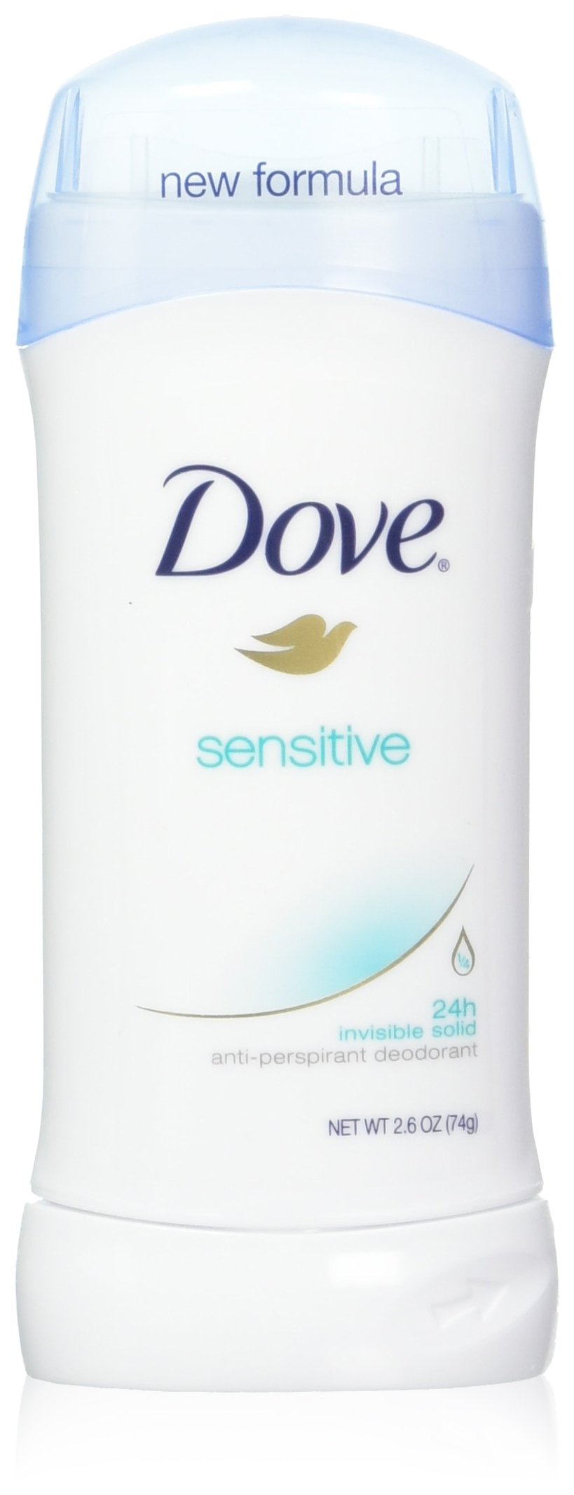 Dove invisible solid front packaging shows six sticks and clear labeling offering convenience