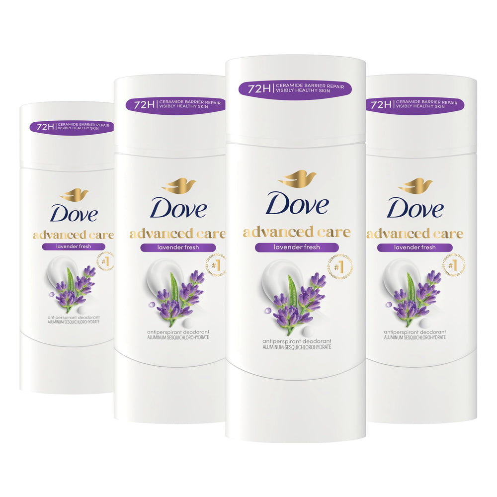 Dove Lavender Fresh front packaging showing 2.6 oz stick and calming lavender scent benefit