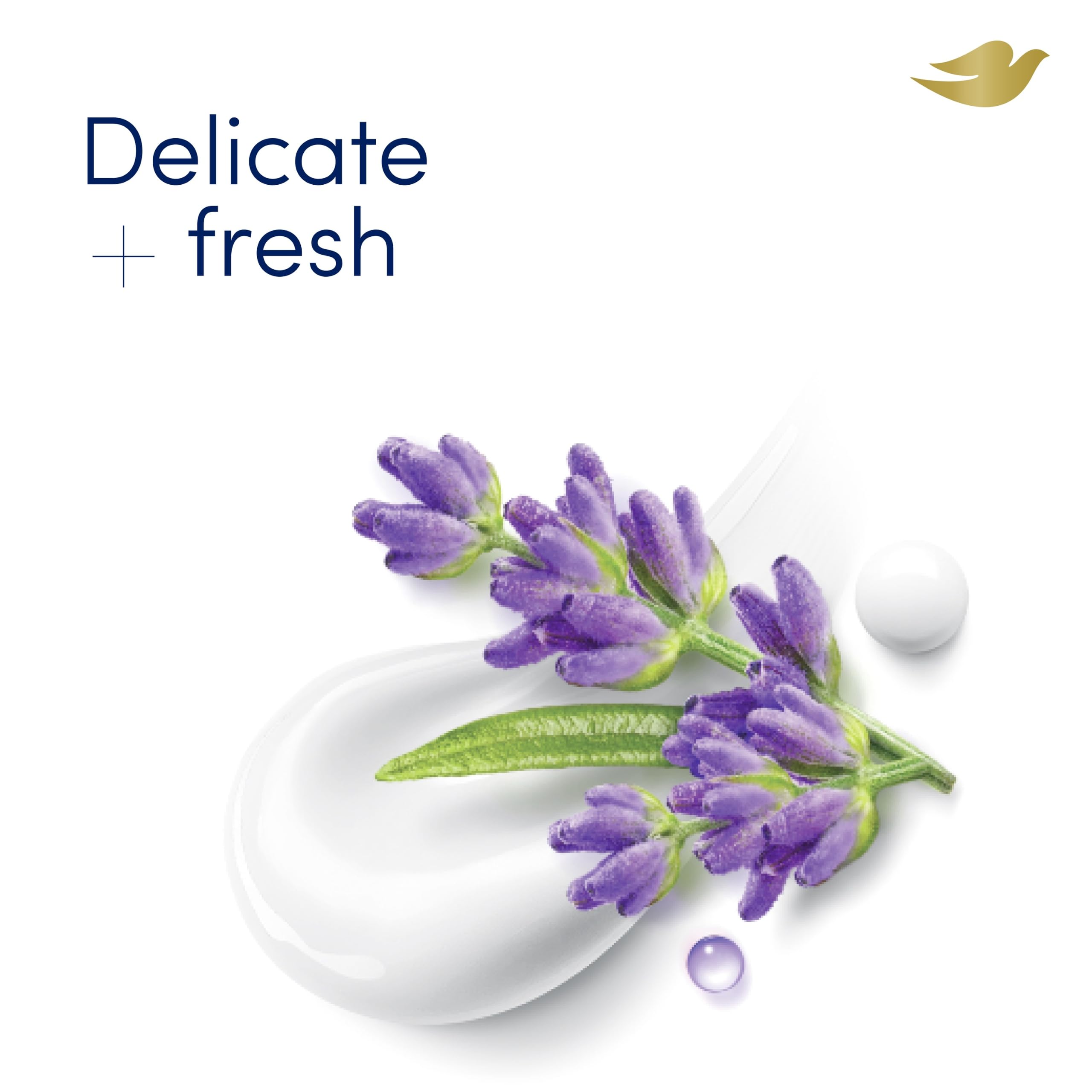 hand applying Dove Lavender Fresh to underarm demonstrating gentle glide and comfort