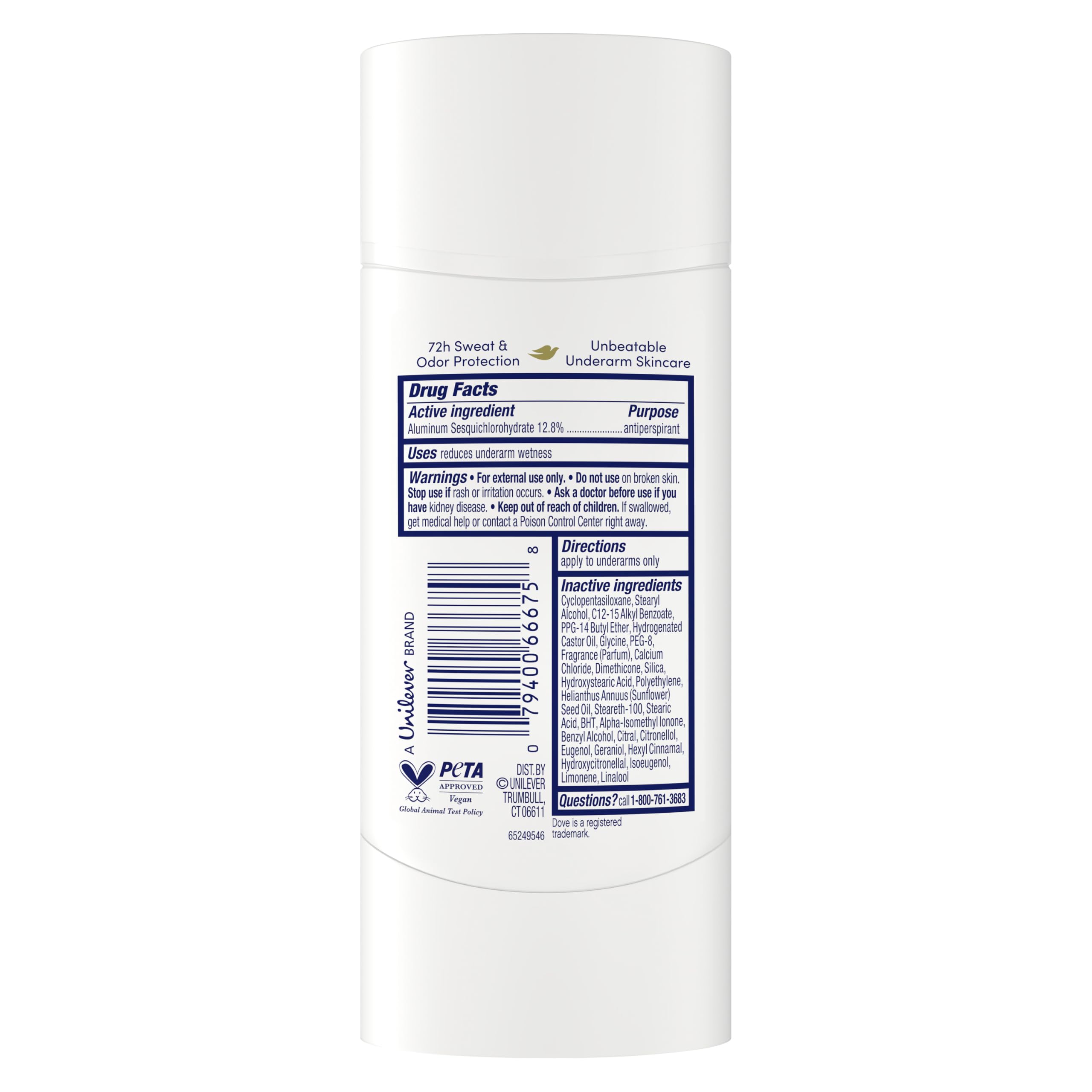 Dove Lavender Fresh stick open with visible product top for easy application benefit