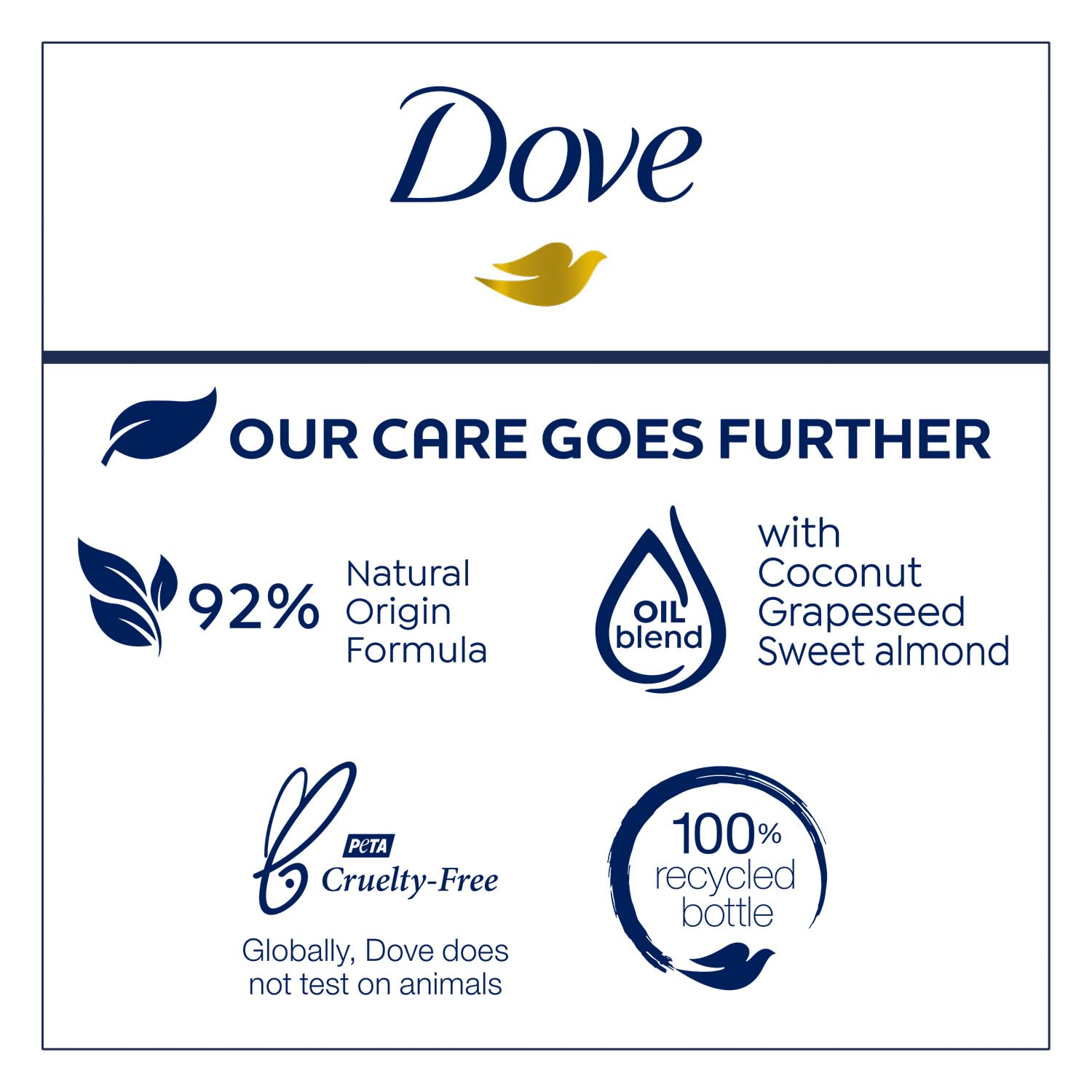 Dove bottles on shower shelf in lifestyle scene signaling calming routine