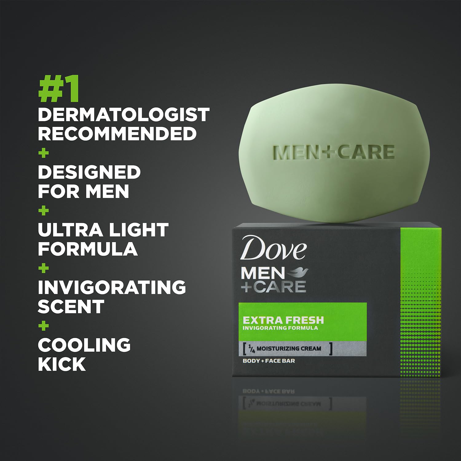 Dove Men+Care bar in shower scene demonstrating refreshing daily use