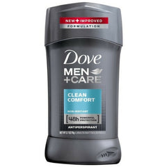 Dove Men+Care front packaging showing clean comfort stick and gentle skin protection