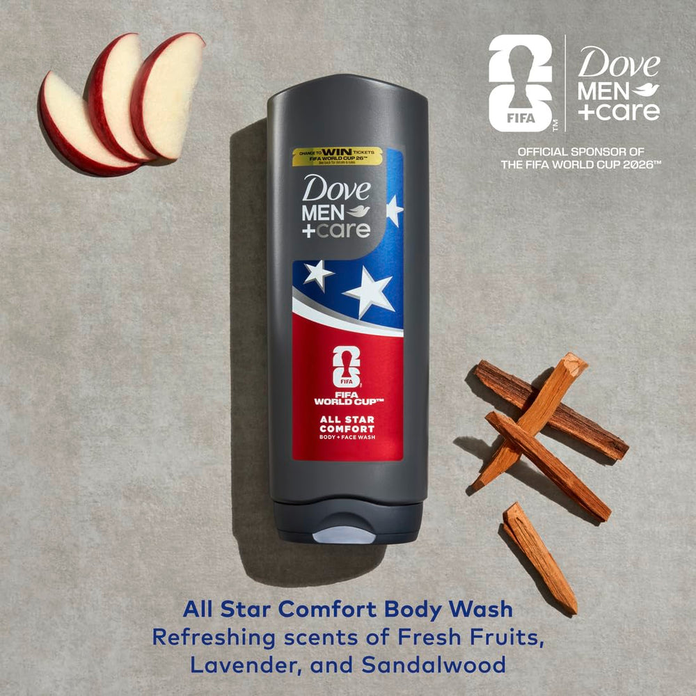 Dove Men+Care All Star Comfort deodorant top view illustrating long lasting protection