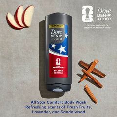 Dove Men+Care All Star Comfort deodorant top view illustrating long lasting protection