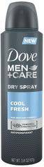 Dove Men+Care front pack view showing cool fresh spray and value nine-pack convenience