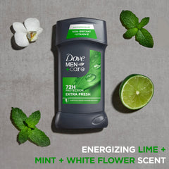 DOVE MEN + CARE close label view showing ingredients and moisturizing claim