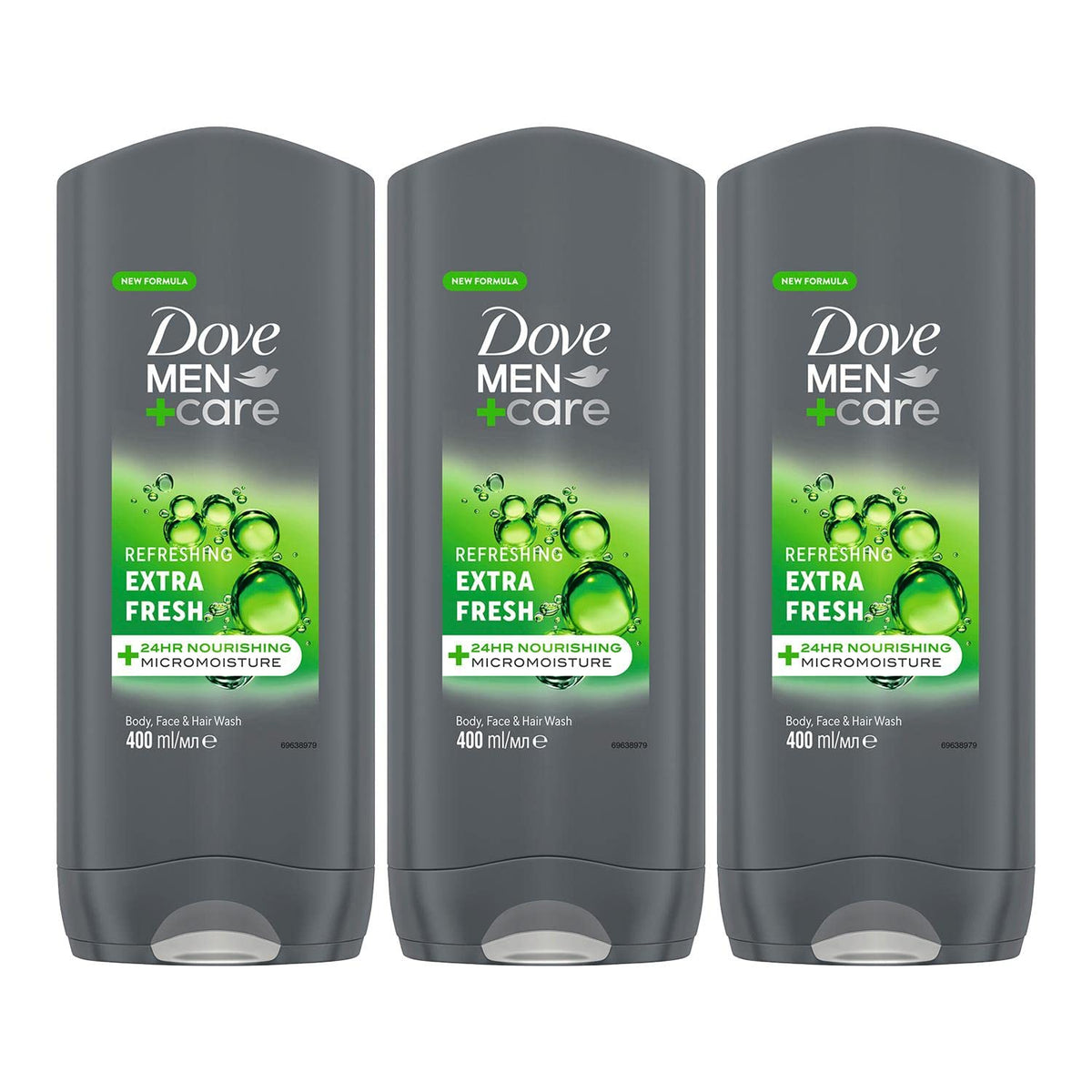 Dove Men+Care front pack showing clean design and fast selection benefit