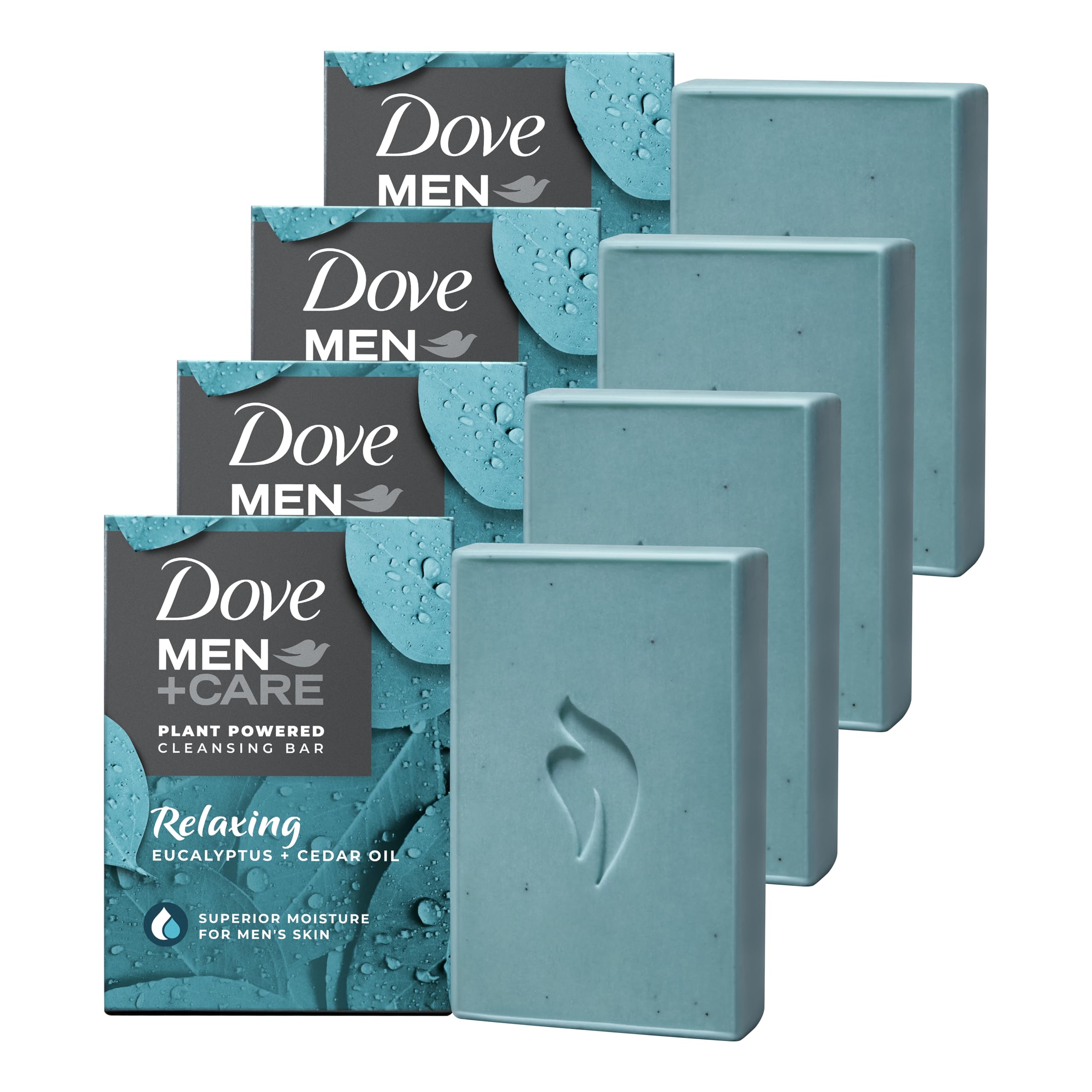DOVE MEN + CARE front packaging showing eucalyptus cedar benefits
