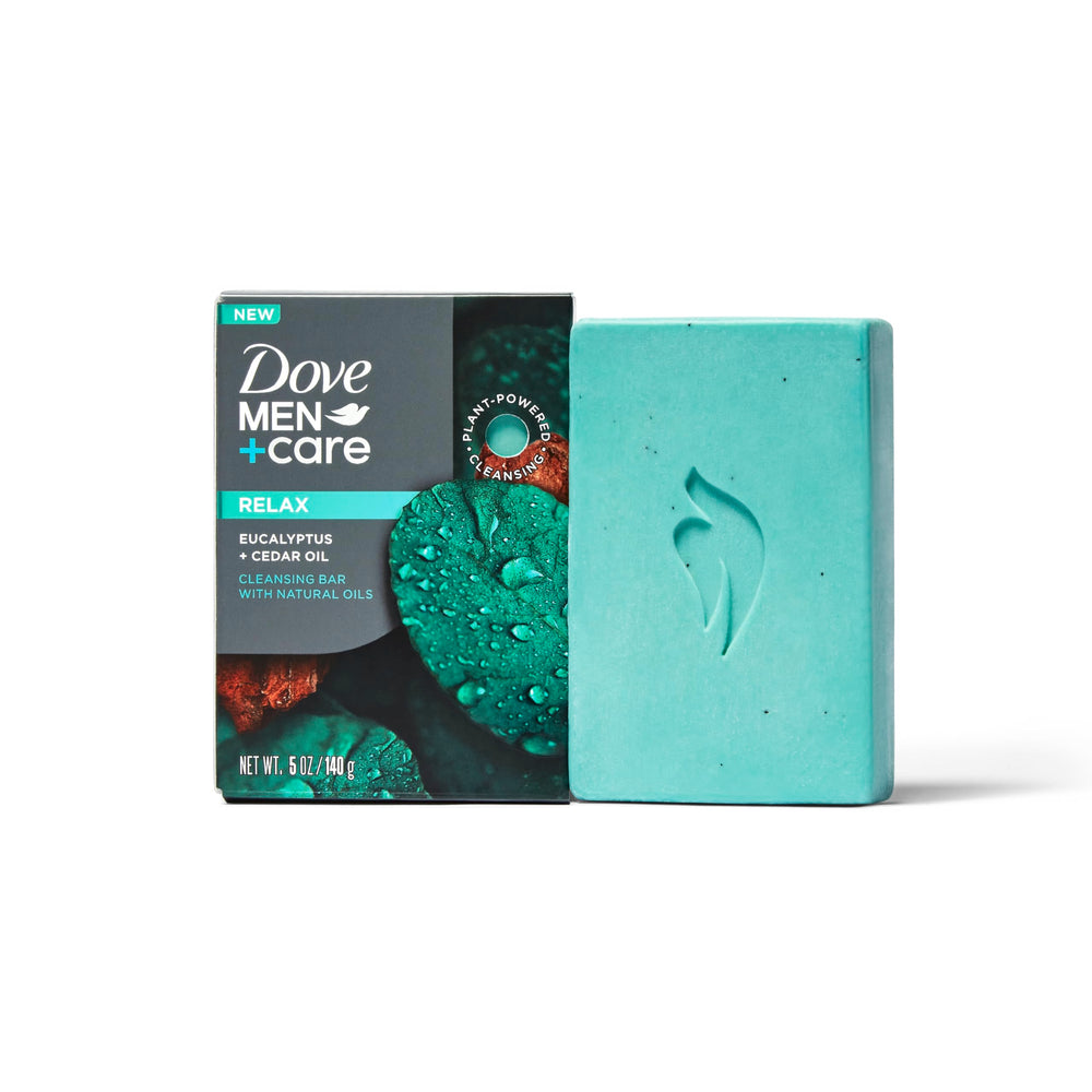 DOVE MEN + CARE 5 ounce bar next to ruler showing true size