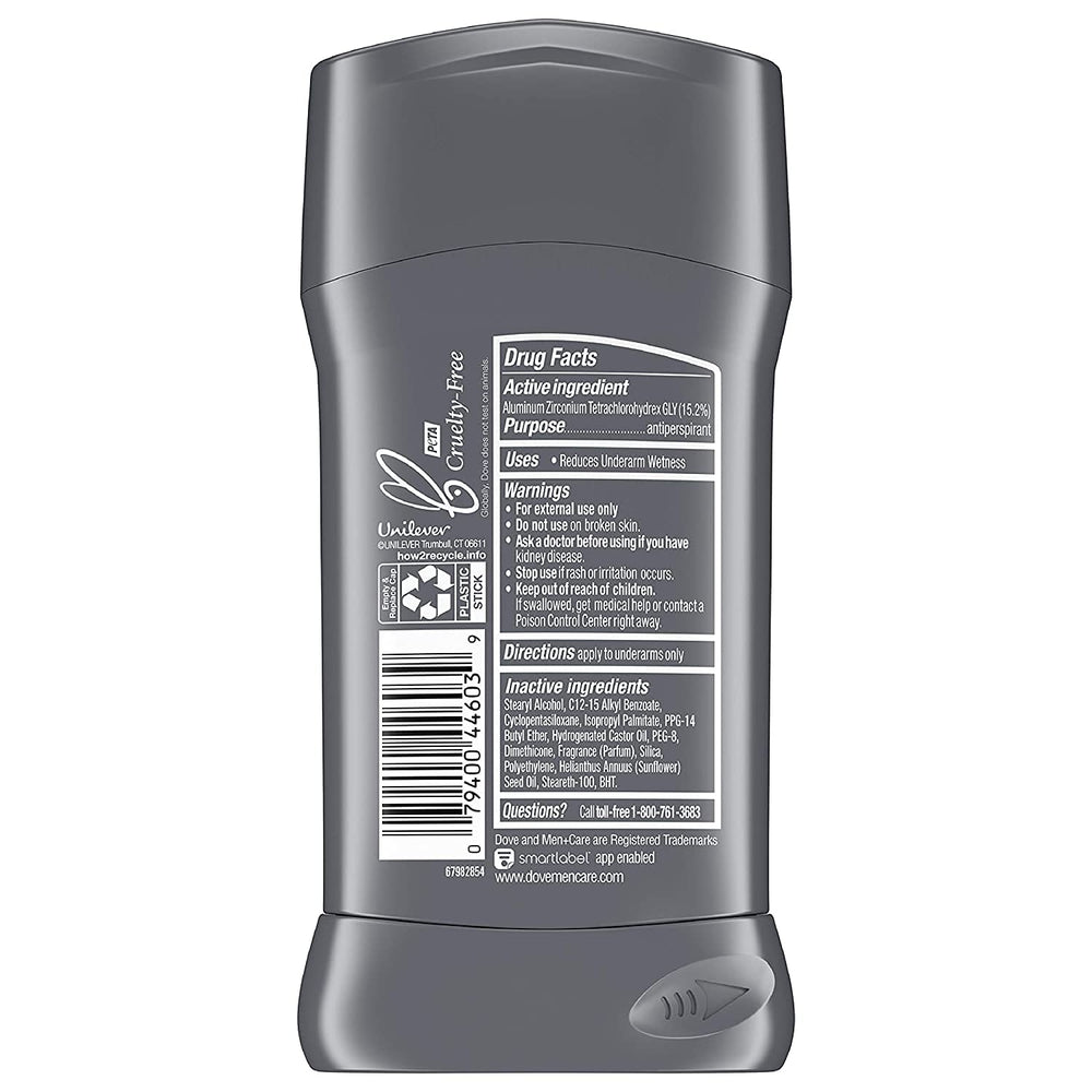 Close-up of Dove Men+Care stick being applied underarm, smooth coverage and comfort