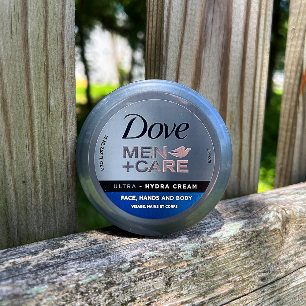 Dove Men+Care jar inside gym bag illustrating on-the-go hydration after workouts