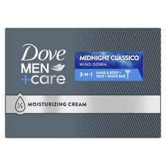 DOVE MEN + CARE front packaging showing 10-count bars and clear product benefit