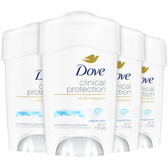 Dove front packaging showing Original Clean 4-pack and clear benefits