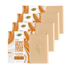 Dove plant milk cleansing bar front packaging shows brand and scent benefit