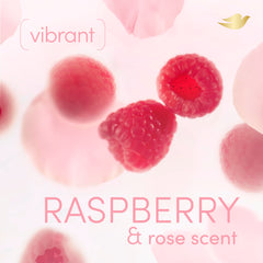 Dove raspberry & rose close-up mist demonstrating quick-dry texture