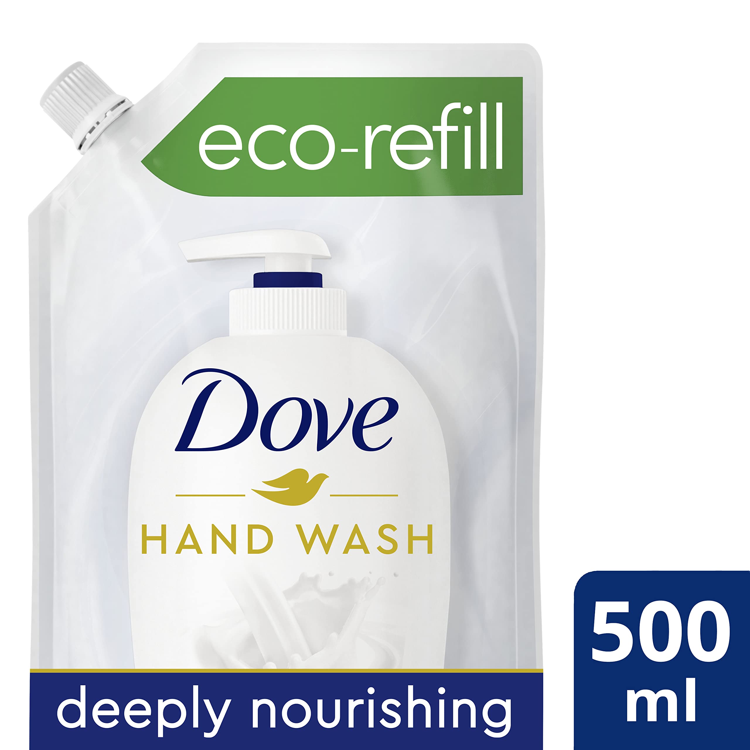 Dove refill next to everyday objects showing 500ml size convenience
