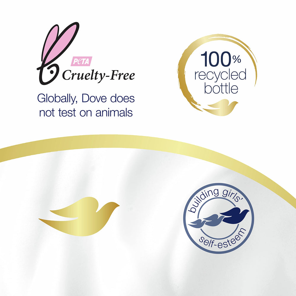 Dove refill pouring demonstration in bathroom showing easy transfer