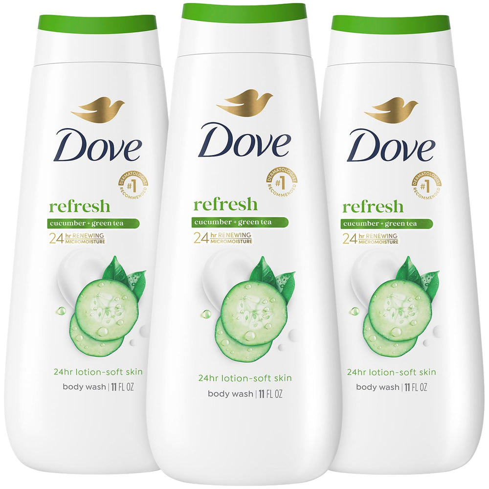 Dove bottle front packaging showing product name and soft moisturizing benefit