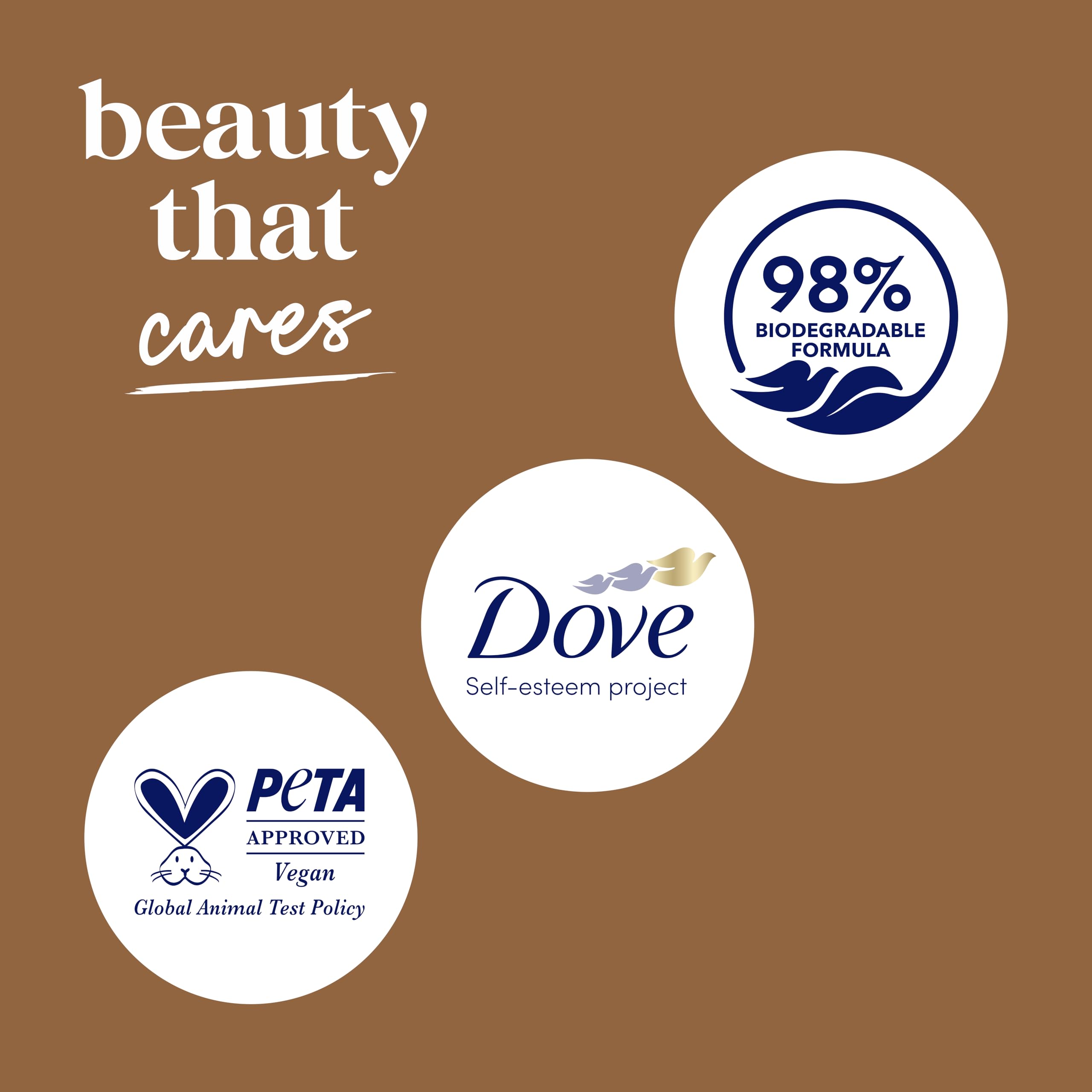 Dove restoring bottle in hand showing size and easy everyday handling