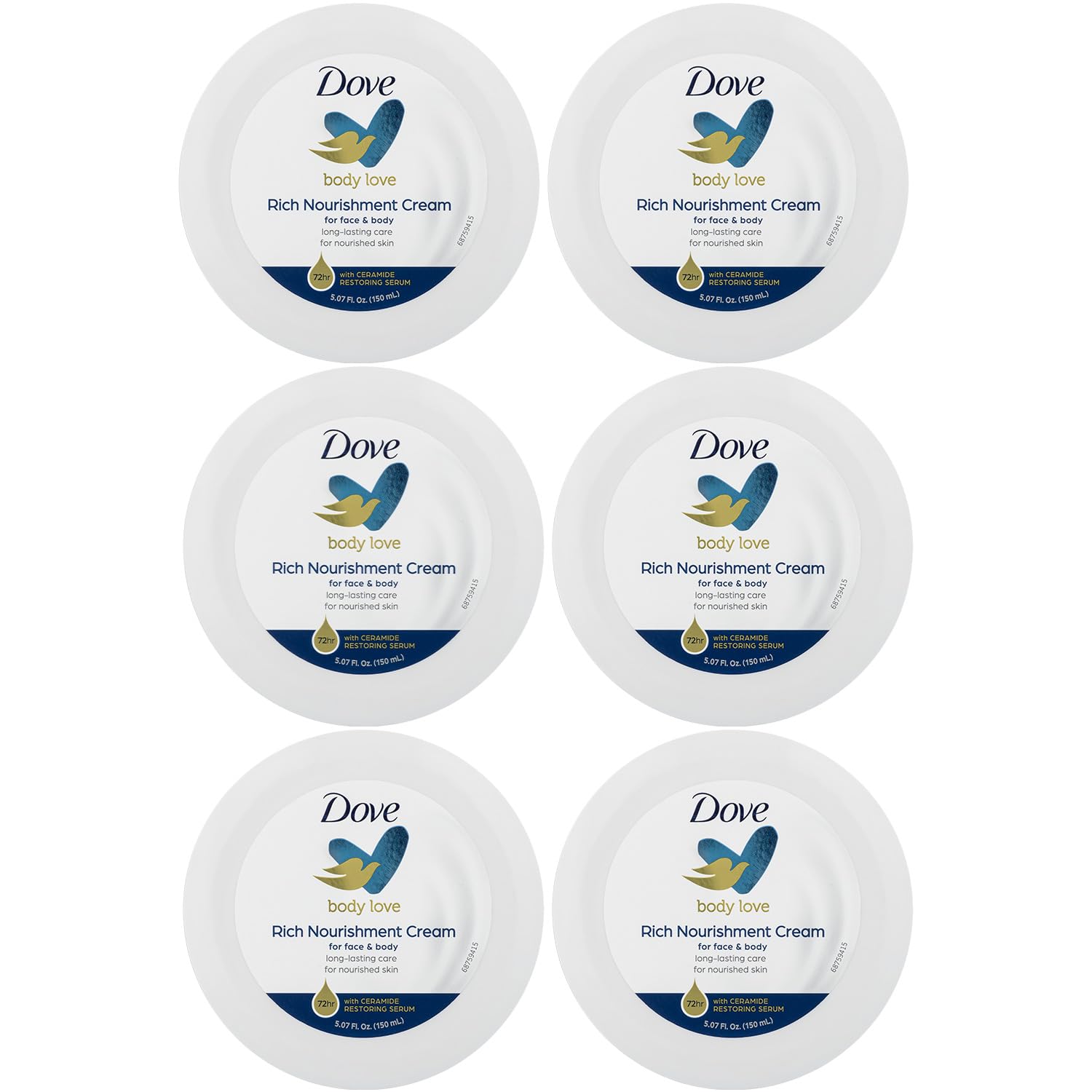 Dove jar front view showing label and compact travel-friendly design, fast hydration benefit
