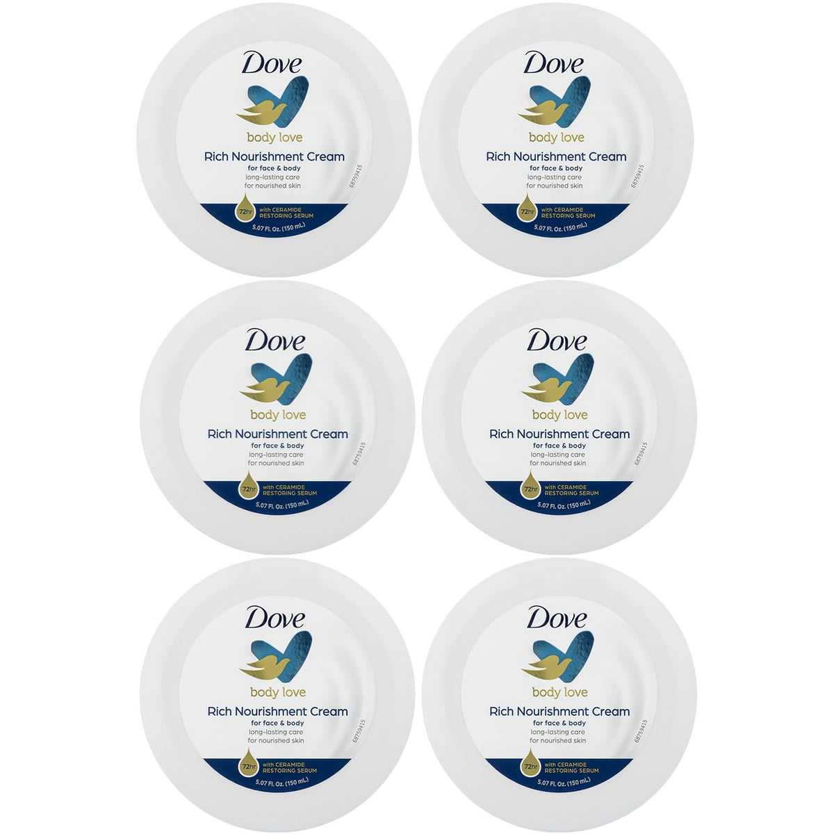 Dove jar front view showing label and compact travel-friendly design, fast hydration benefit