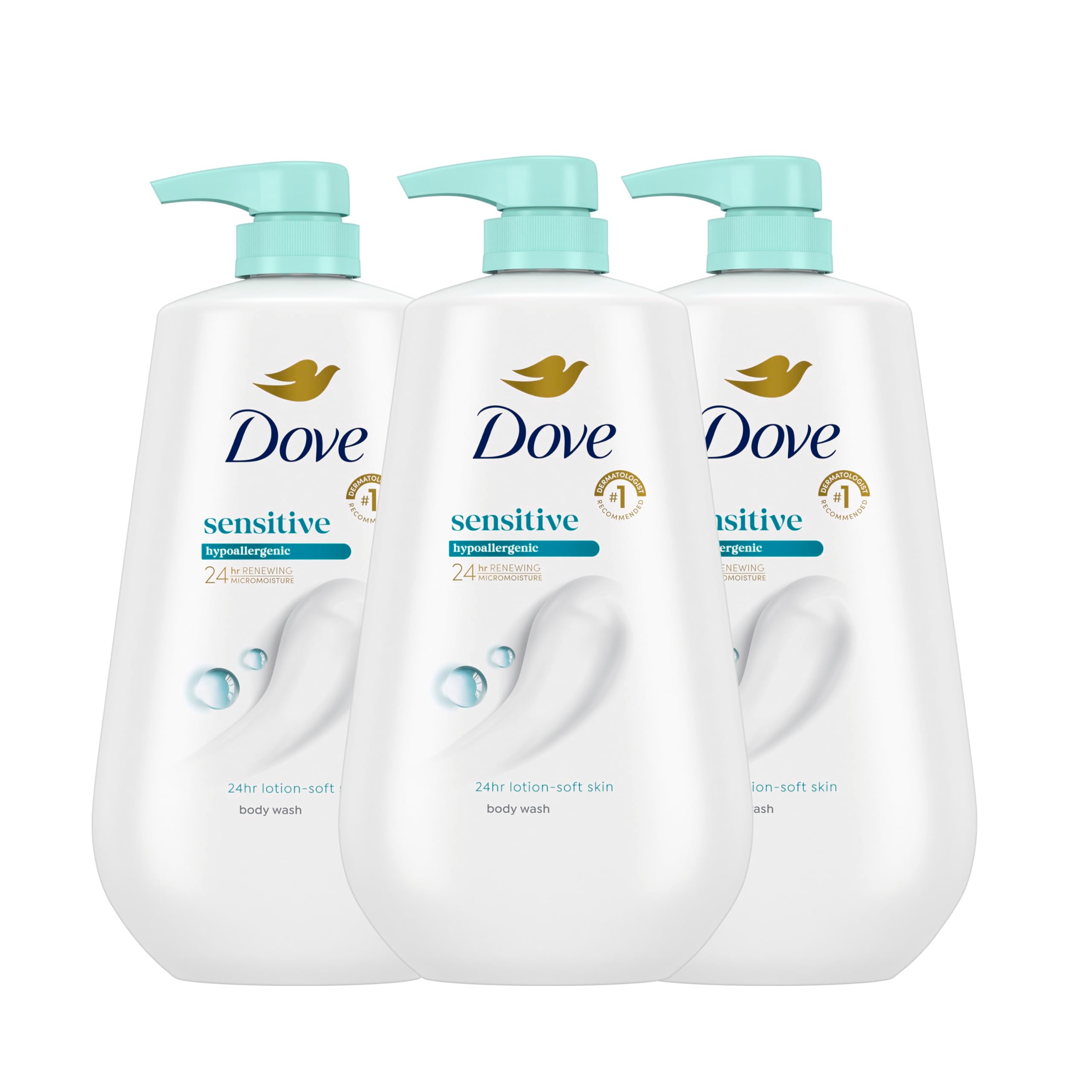 Dove sensitive body wash front packaging showing clean design and benefits