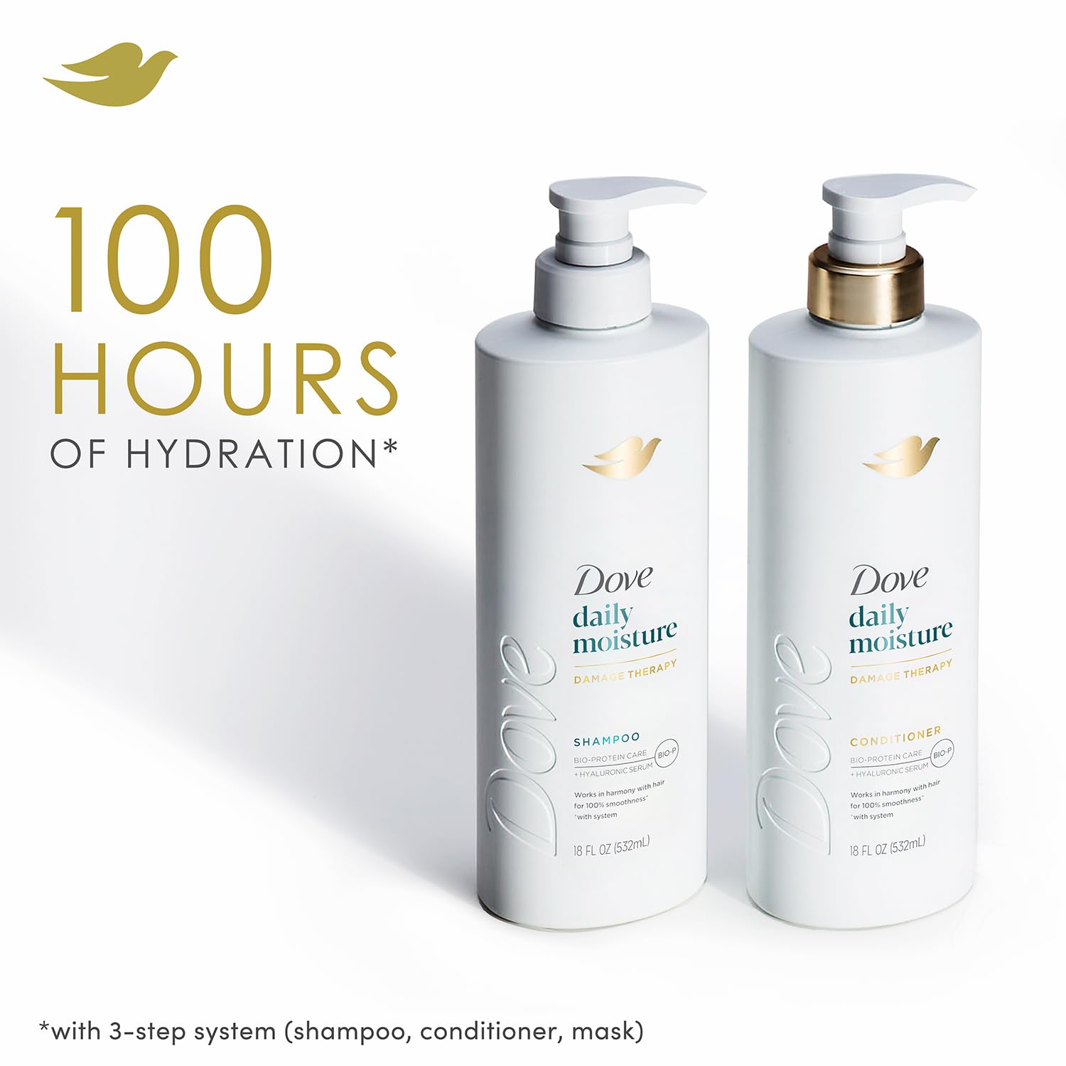 Dove shampoo being poured to show gentle lathering benefit