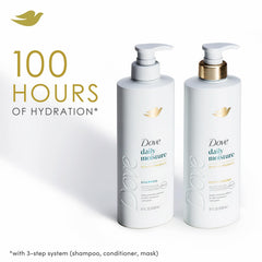 Dove shampoo being poured to show gentle lathering benefit
