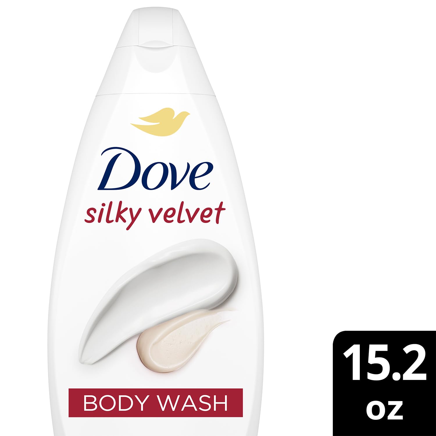 Dove Silky Velvet creamy texture on hand showing rich lather and hydration