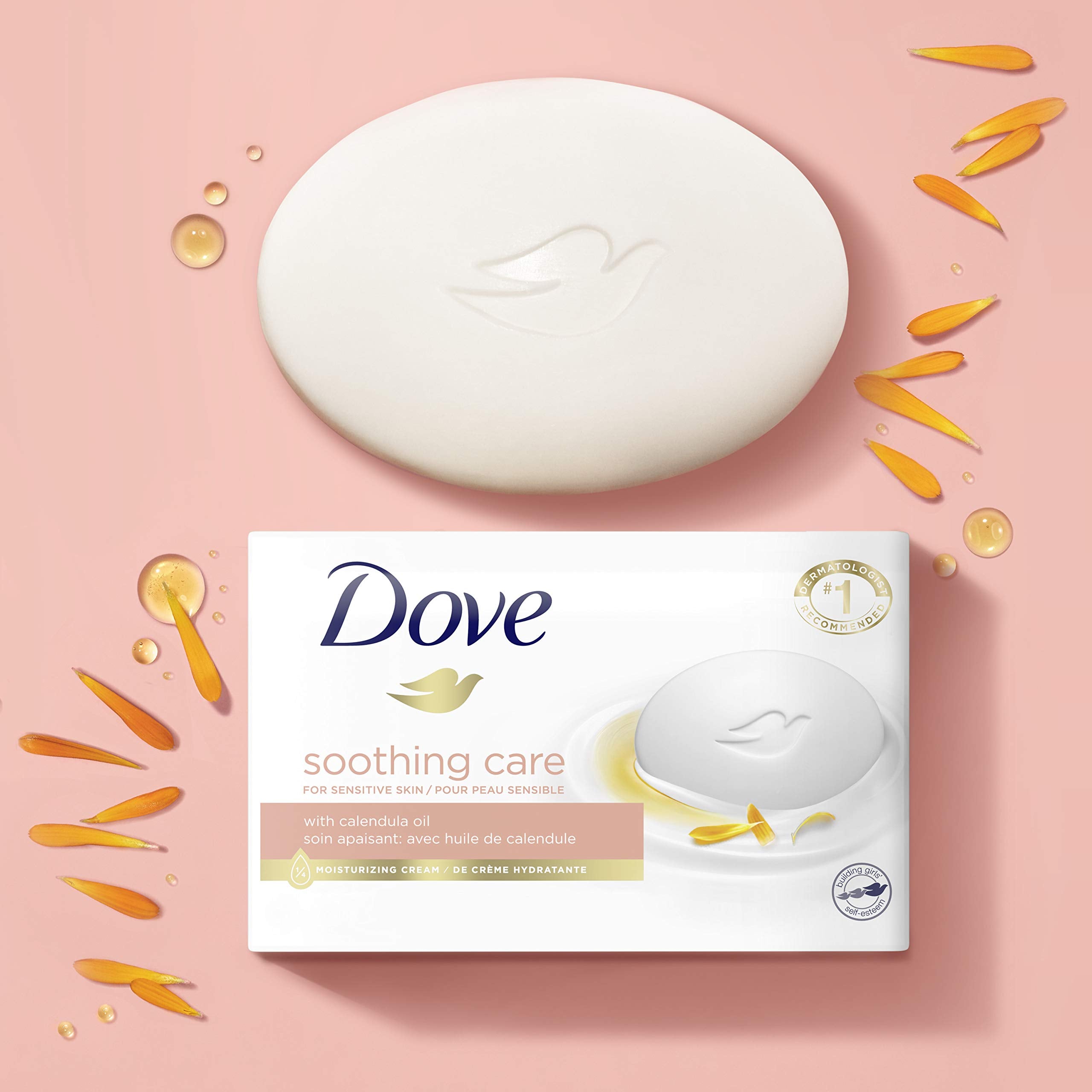 Hands applying Dove bar lather showing softening and non-drying benefit