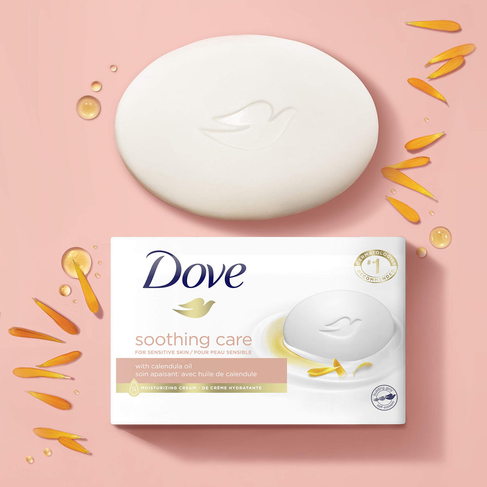 Hands applying Dove bar lather showing softening and non-drying benefit