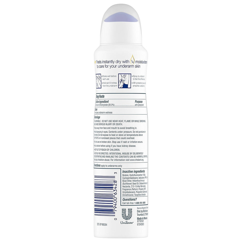 Dove spray nozzle closeup highlighting precise mist delivery benefit