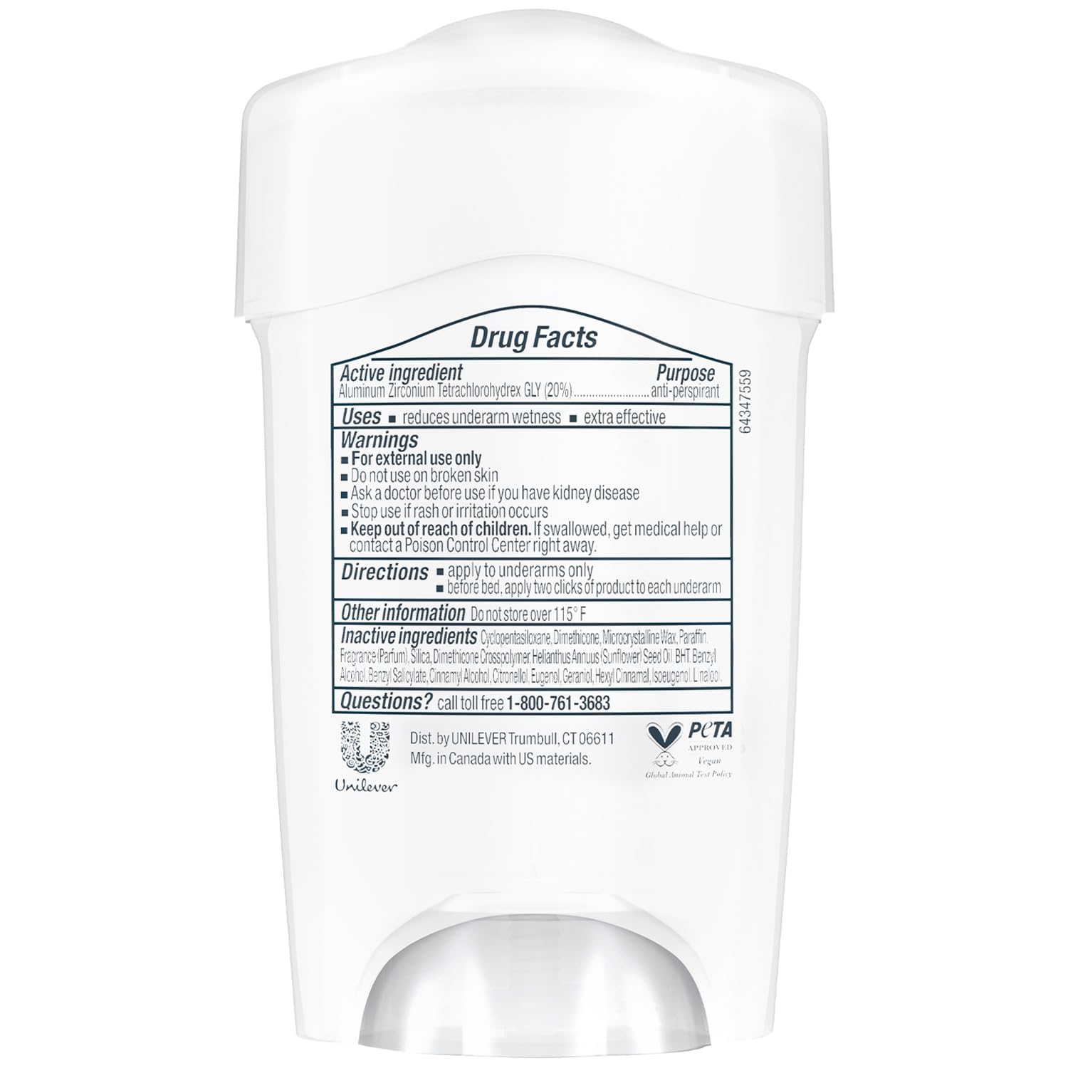 Dove close-up of stick texture highlighting smooth moisturizing glide