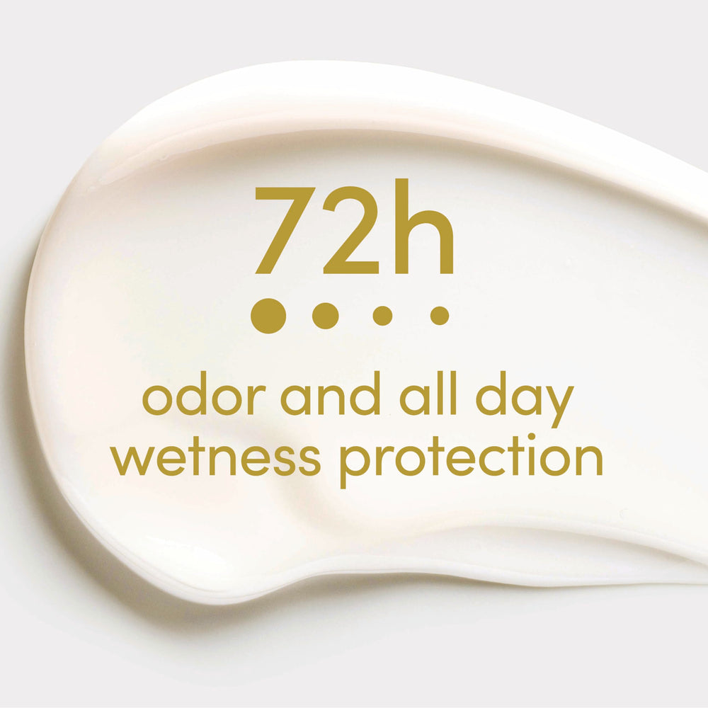 Dove antiperspirant next to a coin showing 2.6 oz size and portability