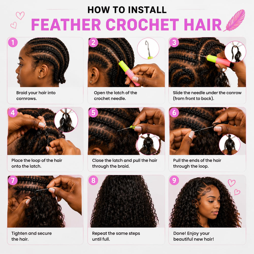 Dowstalgirl crochet hair installed on braids demonstrating comfortable protective style